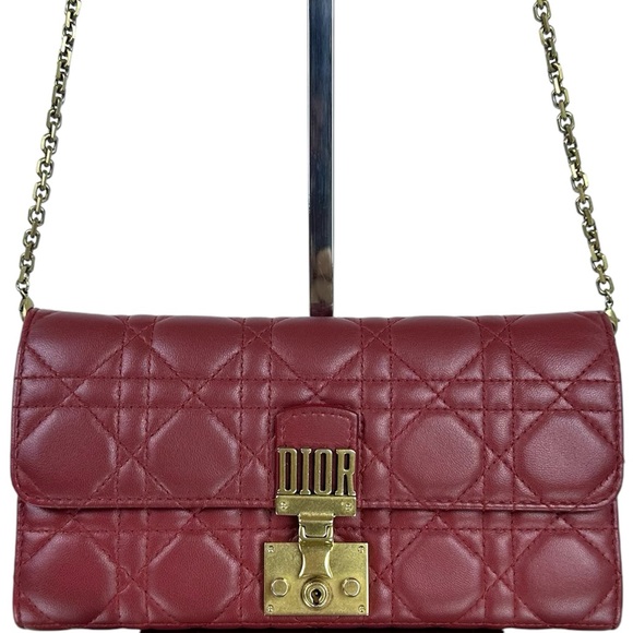 DIOR CANNAGE LAMBSKIN LEATHER FLAP BAG ON CHAIN WOC, YSL CLUTCH, CHANEL WALLET - Picture 1 of 16
